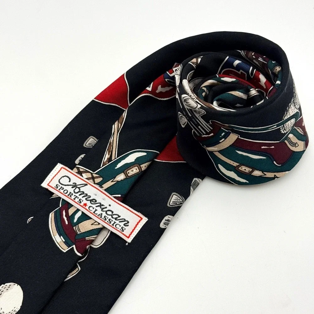 American Sports‎ Classics Mens Silk Golf Tie Black Novelty Golf Bags Clubs USA